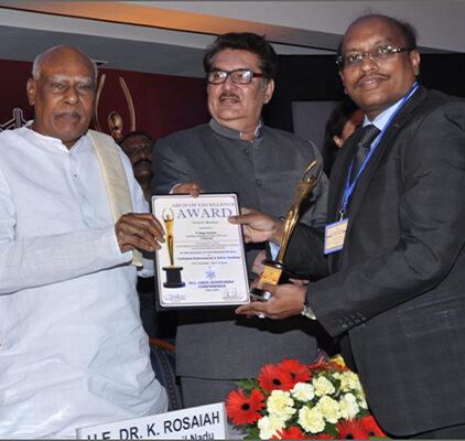 2013 – All India Achievers Award from Dr. K. Rosaiah, Former Chief Minister of Andhra Pradesh & Former Governor of Tamil Nadu